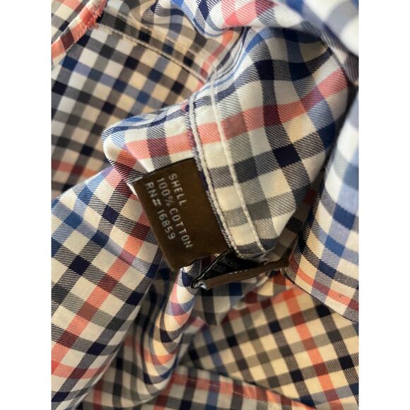 J. McLaughlin Men's Gingham Blue Pin Button Down Shirt Top XL - Picture 7 of 10